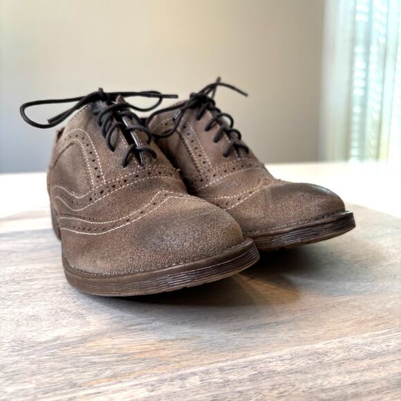 Roan by Bed Stu Brown Suede Oxford Shoes Women’s 7 Wingtip Lace Up Brogue Casual - Picture 4 of 11